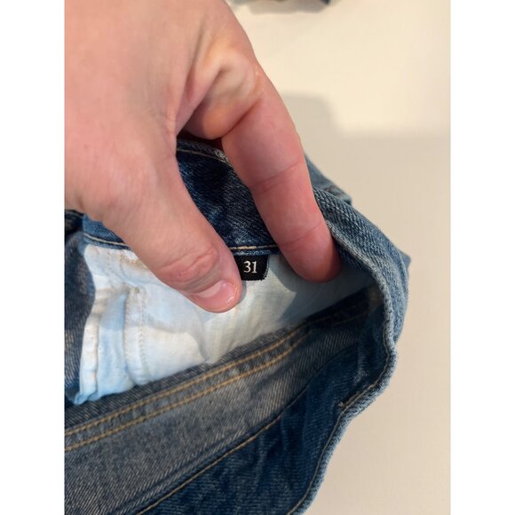 High-Waisted Distressed Denim Button-Fly Shorts - Size 31 - Seven for all Mankin - Picture 6 of 6